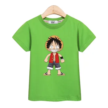 3D Viens Gabals Jaunu Luffy T-krekls Zēns karstā Anime krekls topi Rudens Ziemas Kokvilnas Bērnu drēbītes Bērniem ar garām Piedurknēm O-veida kakla t-veida, 4-14Y