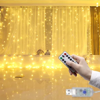 3M LED Aizkaru Vainags uz Loga USB String Gaismas Pasaku Vīt Tālvadības Jauno Gadu Kāzu Rotājumi Mājas zāle