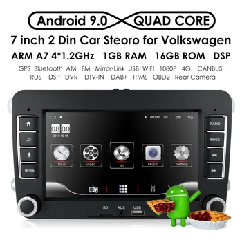 4 Core Android 9.0 2 DIN Auto GPS Spēlētājs VW Passat B6 CC Tiguan Touran Seat Altea Toledo GOLFA laukums 5/6 Polo Radio DVR WIFI