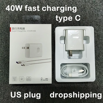 40W Super Fast Charger ar 5.A C tipa uzlādes ar USB Datu Kabeli, lai Huawei P40/Mate 30 Samsung iphone ASV Japāna korejas 110V-220V