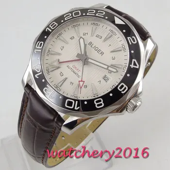 41mm bliger GMT white dial safīra stikla keramikas bezel automātiskā kustības mens watch
