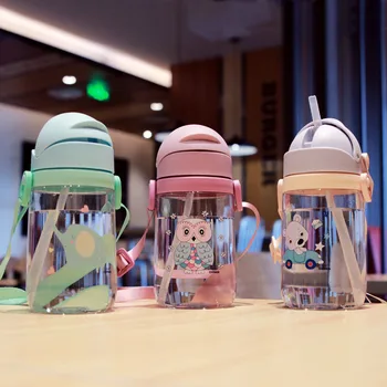 420ML Bērniem Plastmasas Ūdens Pudeles Olbaltumvielu Kratītāju Blenderī Pudeles ar Salmiņu BPA Free Portatīvo Sporta Ūdens Pudeles