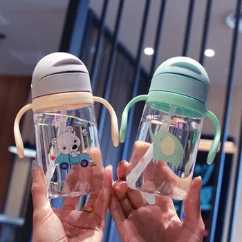 420ML Bērniem Plastmasas Ūdens Pudeles Olbaltumvielu Kratītāju Blenderī Pudeles ar Salmiņu BPA Free Portatīvo Sporta Ūdens Pudeles
