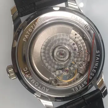 43mm Parnis white dial dienas Enerģijas Rezerve, Mehāniskā Automātiskā Mens Watch ST2505 Ādas Siksna
