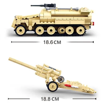 460Pcs Militāro K18 105 mm Lielgabalu Artilērijas Pusi-sliežu Transportlīdzekļa Tehnika Celtniecības Bloki Set 3 Skaitļi Ķieģeļi Izglītības Bērniem Rotaļlietas
