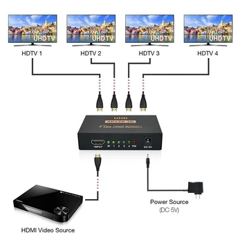 4K HDMI Splitter 1x4 1x2 Full HD 1080P Video HDMI Switch Komutatoru 1 4 no HDMI Pastiprinātājs Duālais Displejs HDTV DVD PS3 Xbox