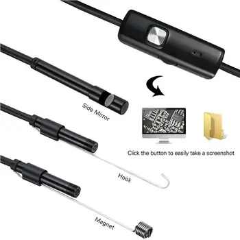 5.5 mm Endoskopu Kamera Elastīga IP67 Waterproof Mikro Pārbaudes PC USB Grāmatiņa Kamera Android Borescope Regulējams 6L I9U8