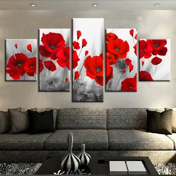 5 Gabali Romantiska Magones Dimanta krāsošana Sarkano Ziedu, Plakātu, Moduļu Mājas Dekoru pilna Dimanta Izšuvumi rhinestone mākslas,WW160