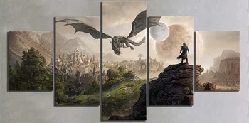 5 Gabals Elder Scrolls 4 Skyrim Spēle Gleznu Plakātu Sienas Mājas Kanvas Glezna Mājas Dekoru Moduļu Audekls Attēlu