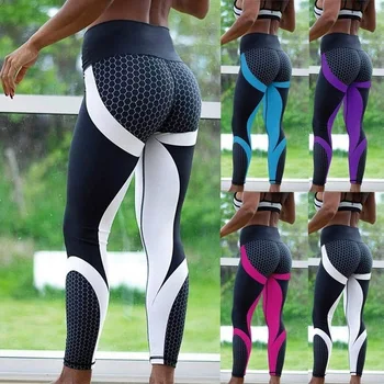 5 Krāsas Jauns Fitnesa Sporta zeķes Sievietēm, kuru linuma Acs Drukāt Augstā Vidukļa Legins Femme Meiteņu Treniņu Jogas Bikses Push Up Elastīgs Slim Bikses