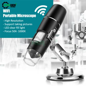50-1000X WIFI Digitālo Mikroskopu Lupa Kamera, Android vai IOS Tālrunis Elektronu Mikroskops ar 8 LED SMD3528 Gaismas 2G+IS Objektīvs