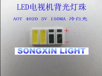 500pcs AOT LED Apgaismojums Vidū LED Jaudu 0,5 W, 3 V 4020 48LM balts LCD displeja Apgaismojums TV TV Piemērošanu 4020C-W3C4