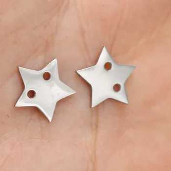 50gab 12MM Tērauda Krāsu Spogulis polijas Nerūsējošā tērauda Kulons Cut Star Formas (2hole) Šarmu DIY Sieviešu Rotaslietu izgatavošana Vairumtirdzniecība
