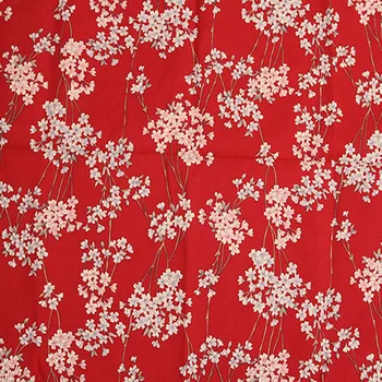 50x135cm Tradicionālās Melnās un Sarkanās Sakura Austrumu Cherry Cherry Blossom Apdrukāta Kokvilnas Audumu DIY Šūšana, auduma Kleita Soma Daļa