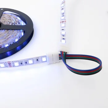 5gab/daudz 10mm 4 pin solderless pagarinās savienotāji pēc 2 galos 5050 RGB LED lentes vai 10mm plata 4 pin elastīgu PCB savienotājs