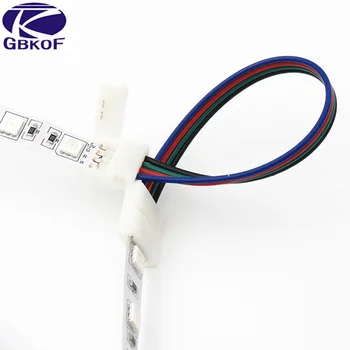 5gab/daudz 10mm 4 pin solderless pagarinās savienotāji pēc 2 galos 5050 RGB LED lentes vai 10mm plata 4 pin elastīgu PCB savienotājs