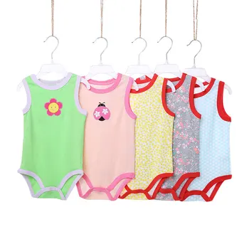 [5gab/daudz Izlases Color] Karikatūra Bērnu Bodysuit Kokvilnas Piedurknēm Baby Girl Apģērbu Vasaras Zīdaiņu Zēnu Bodysuits Jaundzimušo Jumpsuits