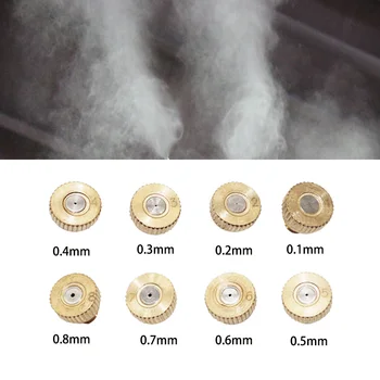 5gab Misiņa Miglas Sprauslas 10/24UNC Vītni Misting Miglas Izsmidzinātā Ūdens Sprinkleru Vadītājs 0.1-0.8 mm mister dzesēšanas mitrināšanas