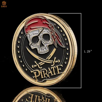 5gab/Set Pirātu Galvaskausa Zelta Monētas Pirate Captain Jack Sparrow Treasure Bay Karte, Jūras Piemiņas Medaļu Monētas