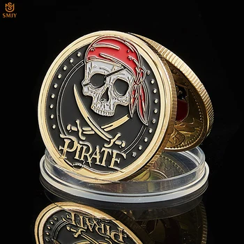 5gab/Set Pirātu Galvaskausa Zelta Monētas Pirate Captain Jack Sparrow Treasure Bay Karte, Jūras Piemiņas Medaļu Monētas