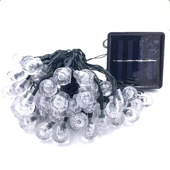 5M 10M Saules Lampas Kristāla Bumbu LED String Lights Flash Ūdensizturīgs Pasaku Vainags Āra Dārza Ziemassvētku Kāzu Dekorēšana