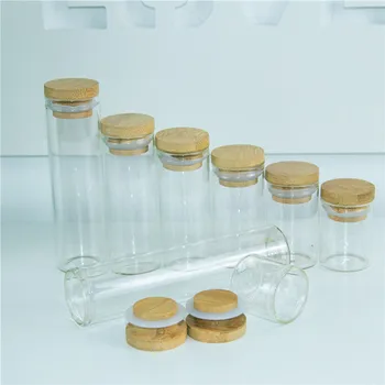 5PC Mini Stikla Pudele ar Bambusa Vāks Stikla Uzglabāšanas Burkas Tējas Kafijas Pupiņu Konfektes Pārtikas Koka Vāka Saliktas hermētiskos Pudeles