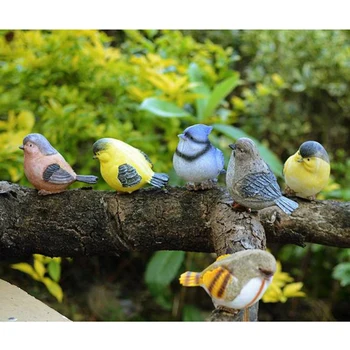 6 Gab. Dārza Dzīvnieku Ornamentiem Spēlē Žagata Sveķu Mazo Putnu Miniatūras Figūriņas Putnu Mājas Dārza Koka Apdare Piederumi