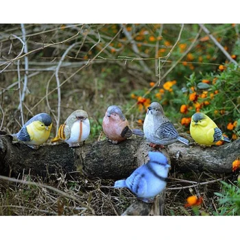6 Gab. Dārza Dzīvnieku Ornamentiem Spēlē Žagata Sveķu Mazo Putnu Miniatūras Figūriņas Putnu Mājas Dārza Koka Apdare Piederumi