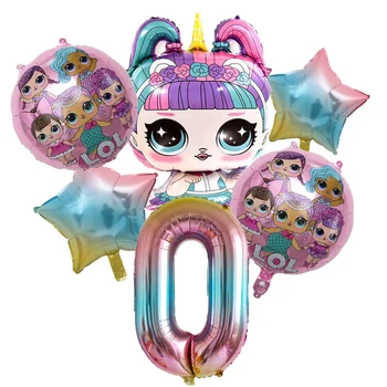 6pcs/Set Sākotnējā Lol Pārsteigums Lelles Dzimšanas dienas svinības Balonu Dekori Rīcības Rotaļlietas Alumīnija Filmu Balonu Dāvanas Mazulis Grupa Krājumi