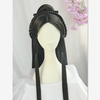 70cm princess puse veicina ķīnas seno matu cosplay black vintage matu bērniem un mazās sejas sievietes halloween cosplay