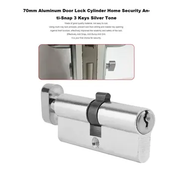 70mm Alumīnija Metāla Durvju slēdzenes, Cilindra Mājas Drošības Anti-Snap Anti-Urbis Ar 3 Taustiņus, Sudraba Tonis noteikti Instrumenti,