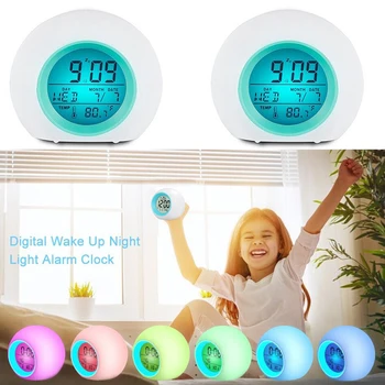 7Colors Mainīt Nakti Kvēlojošs Digitālais Modinātājs Dabas Skaņas nixie galda skatīties elektronisko galda pulksteni bērniem modinātājs