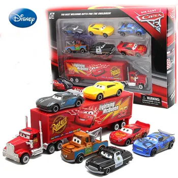 7pcs/daudz Disney Auto mobilizācijas Mai Dashu uzvalks ar sešiem maziem auto tvertnes, automašīnas komplekts sakausējuma sānu bērnu rotaļlietas kombinācija