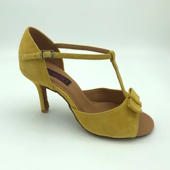 8.5 cm augsta papēža latīņamerikas Deju Kurpes sievietēm Salsas kurpes pratice apavi ērti latīņu kurpes MS6205BYS Īstas ādas ar zemu papēdi
