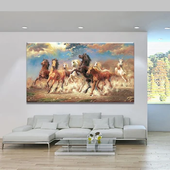 8 Darbojas Zirgu Dzīvnieku Mūsdienu Iespiesti Eļļas Glezna Uz Audekla Kokvilnas Sienas Gleznas Attēlu, Dzīvojamās Istabas Sienas Art Sienas Dekori