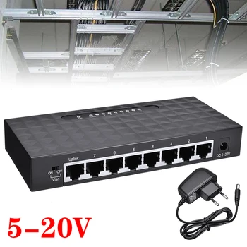 8 Porti 1000Mbps RJ45 Smart Gigabit Ethernet Tīkla Komutatori Black Jaunas