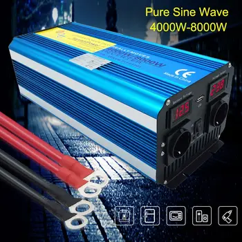 8000W pure sine wave Inverter 12V uz 220-240V Sprieguma transformatoru tālvadības inverter Eiropa plug USB uzlāde ES ligzda
