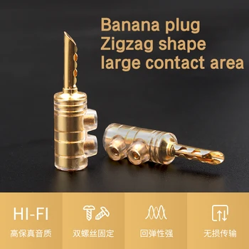 8Pcs HiFi Audio Adapteri Tīra Vara Zelta Pārklājumu Banana Plug Pastiprinātāju, Skaļruņu Kabeļa Savienotājs