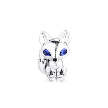925 Sterling Silver Blue-Eyed Fox Dzīvnieku Piekariņi Der Sākotnējā Aproce 925 Sudraba Rotaslietas Krelles Pieņemšanas 2020 