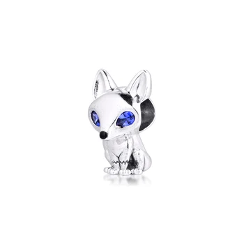 925 Sterling Silver Blue-Eyed Fox Dzīvnieku Piekariņi Der Sākotnējā Aproce 925 Sudraba Rotaslietas Krelles Pieņemšanas 2020 