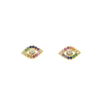 925 sterling sudraba tiny turku ļauno aci rotaslietas varavīksnes cz auskars krāšņs delikāts minimālisma modes sieviešu rotaslietas