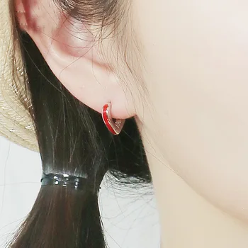925 tīra sudraba auskari sieviete sarkanā kritums glazētas patīk auskari korejas temperaments mazo stud gredzens, auskari Jauno Gadu auskari