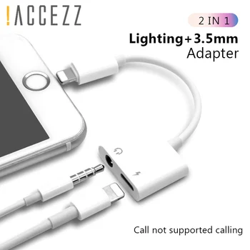 !ACCEZZ 2 in 1 Maksas Austiņu Adapteris Priekš IPhone X XS Max XR 7 8 Plus 3,5 mm Ligzda Aux Audio Lādētāju Klausīšanās Connecter Sadalītājs