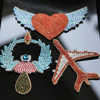 AHYONNIEX 1 GAB rokām Darinātas Krelles Sequined Lidmašīnas spārns mīlestību sirdī plāksteri piešūt Mežģīņu apģērbu uzlīmes DIY Aksesuāri