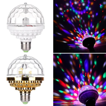 AiLESEN E27 3W Rotācijas RGB LED Stage Light Bulb, Maza Burvju Bumbu, Lampas DJ Diskotēka KTV Projektoru, Mūziku, Gaismas, Disko Spuldzes