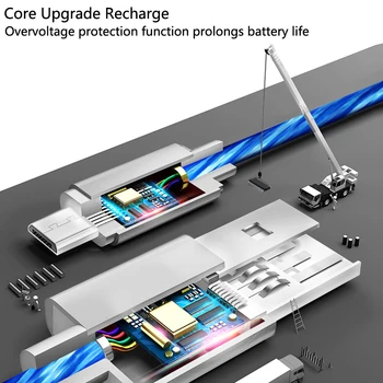 Aizrautīgs Kabeļu Mobilo Telefonu Lādēšanas Kabeļi LED gaismas Micro USB C Tipa Lādētājs iPhone X Samsung Galaxy S8 S9 Maksas strāvas Vads