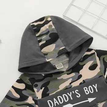 AK Bērniem, Baby Boy Apģērbs Kamuflāžas tēta Zēns Kapuci Topi Garas Bikses Tracksuit Apģērbs, Apģērbu Komplekts 2gab