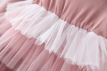 Alise 2019. gada pavasara rudens meitenes kleita garām piedurknēm slāņu bērnu bērniem princese kleitas trīs slāņu acs kūka drēbes
