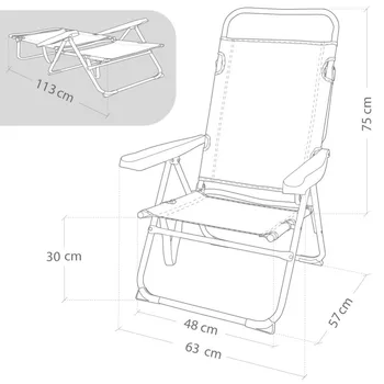 Alumīnija multi-pozīciju krēslu Aktive Beach 63x57x99 cm-Sarkans