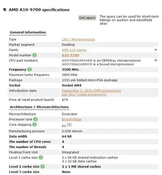 AMD A10-Series A10-9700 A10 9700 APU Quad-Core CPU darba pareizi PC datora Darbvirsmas Procesoru, 3.5 GHz 65W Ligzda AM4